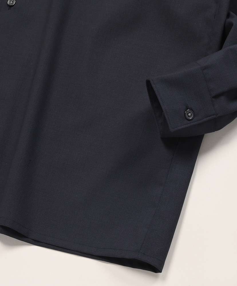 Men's Solid Wool Open Collar Shirt Houndstooth Navy/ハウンズトゥースネイビー 1(MEN)
