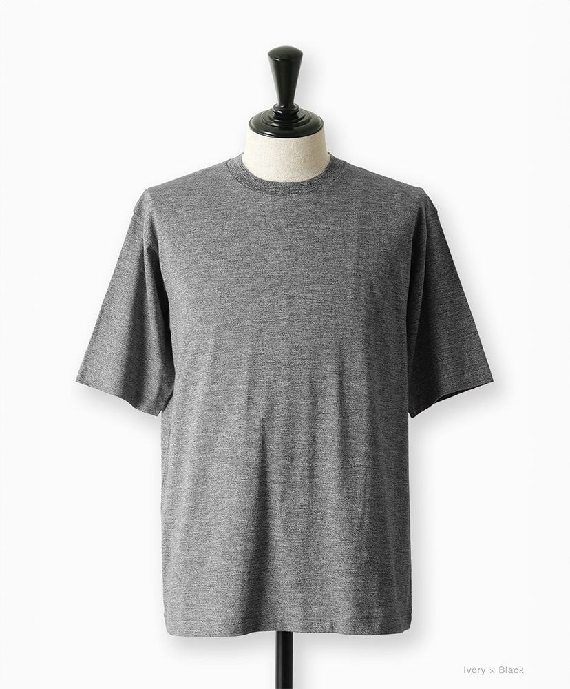 Men Slub Mix T-Shirt Ivory×Black/アイボリー×ブラック 2(MEN)
