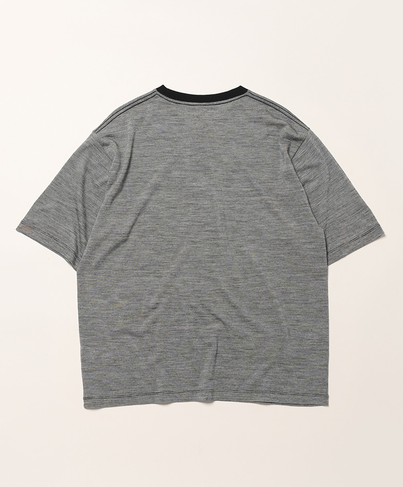 Men Summer Wool T-Shirt Ivory×Black/アイボリー×ブラック 1(MEN)