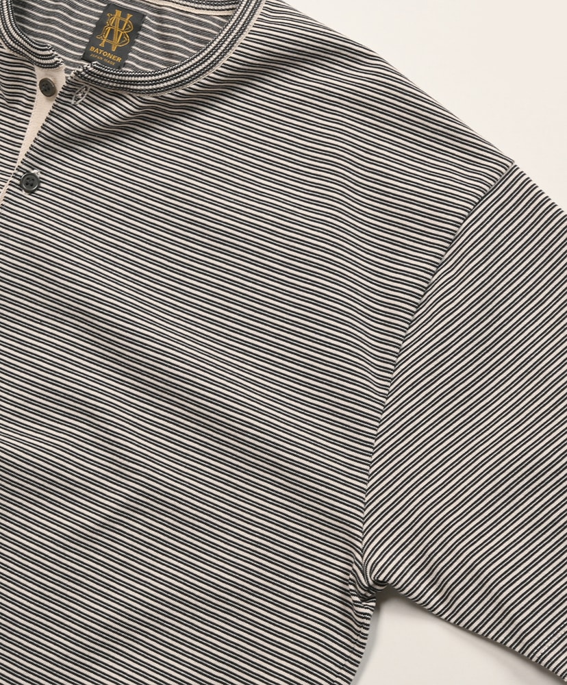 Men Browsing Henley Neck T-Shirt Beige×Black/ベージュ×ブラック 1(MEN)