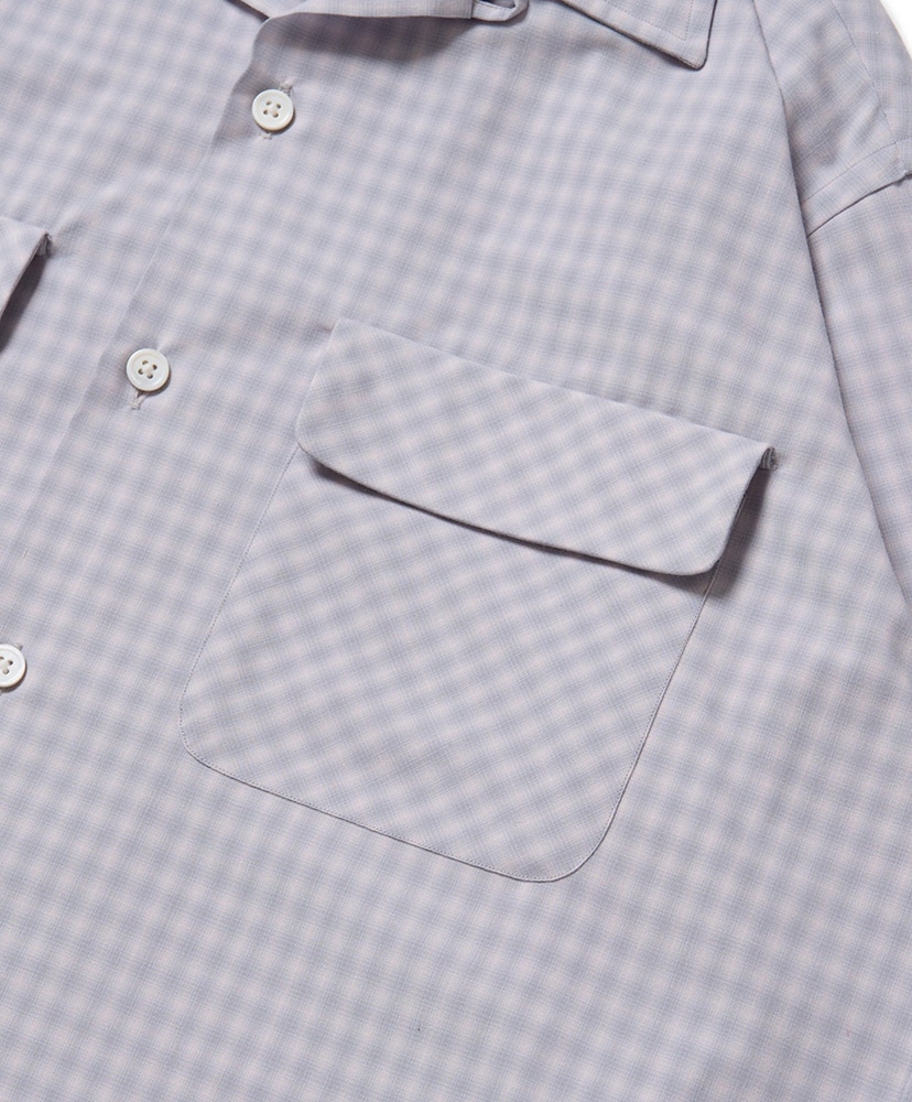 Open Collar Shirt L/S (PE/RA Shadow Check) Rose Gray/ローズグレー L(MEN)