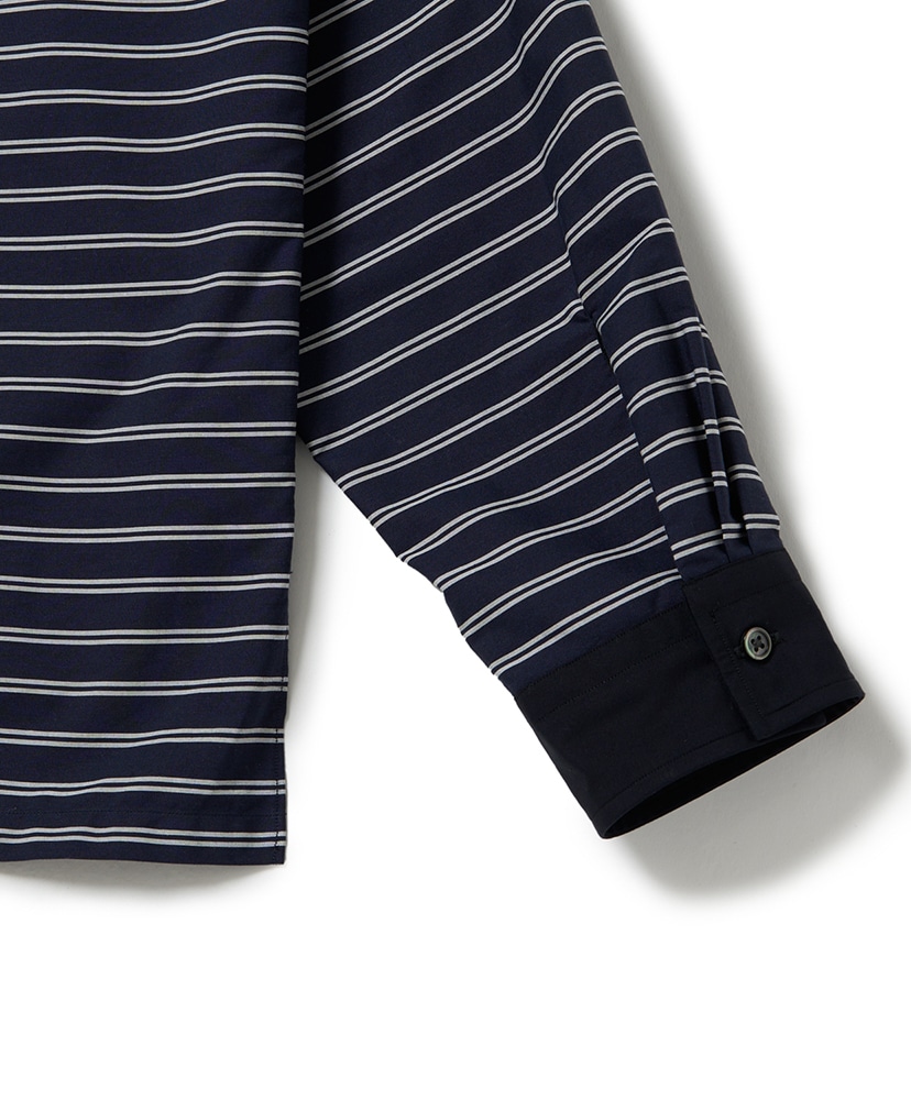 Polo Shaped Shirts L/S Navy×White/ネイビー×ホワイト L(MEN)