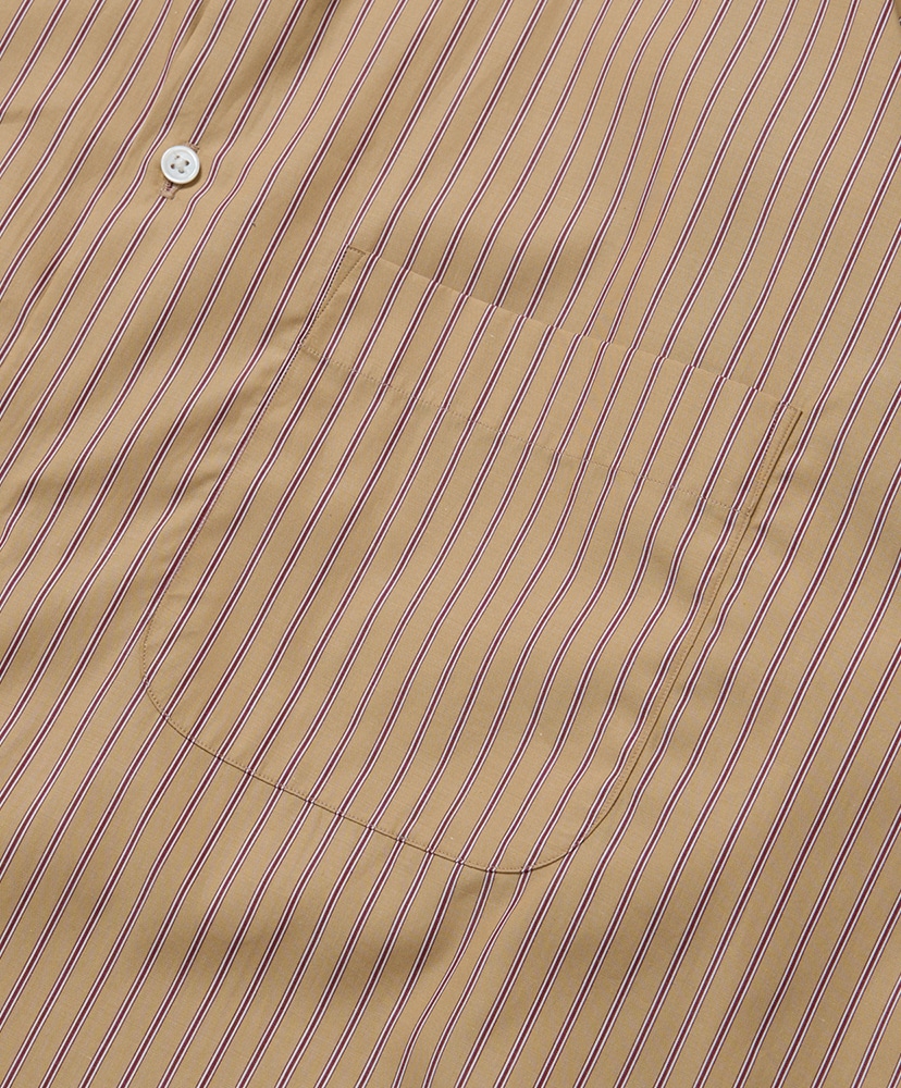FF Regular Collar Shirt (Cotton Poplin Stripe) Beige×Marron/ベージュ×マルーン L(MEN)