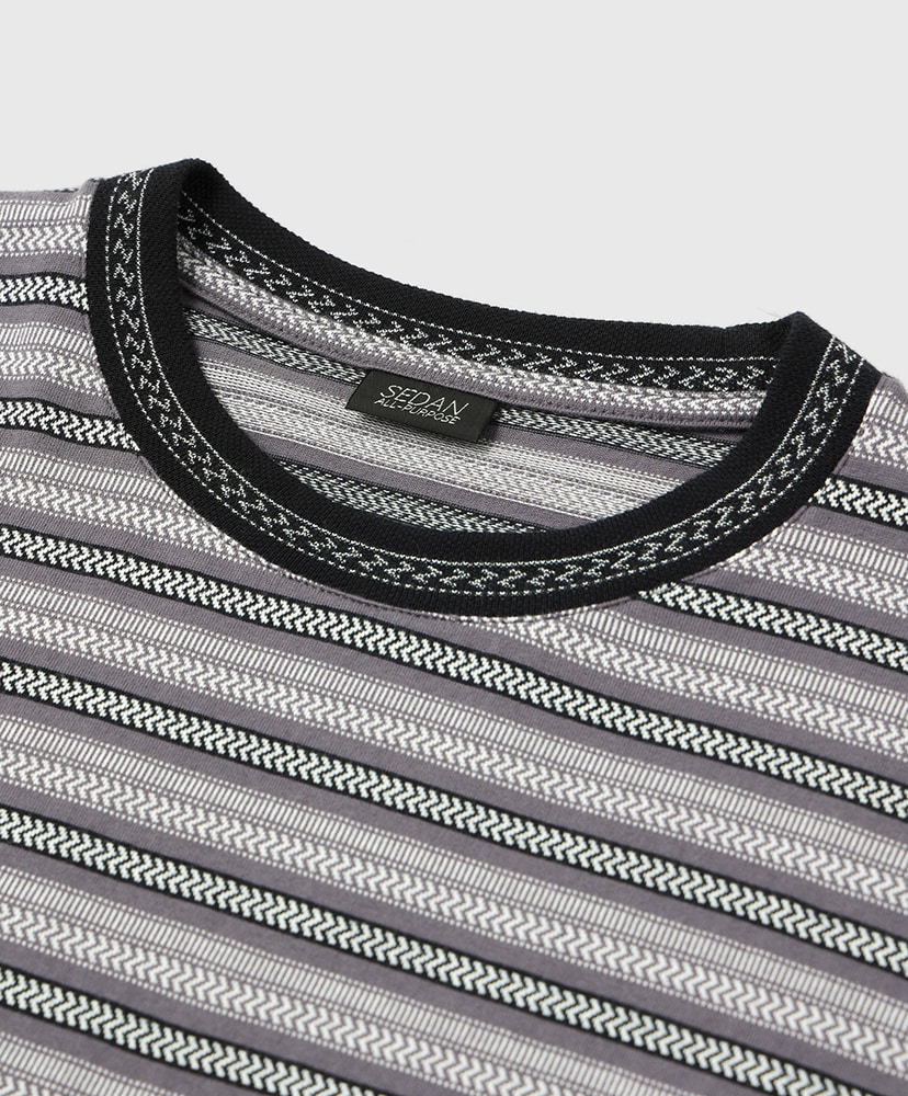 Jacquard Striped S/S Tee Charcoal/チャコール L(MEN)