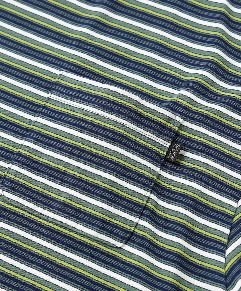 Striped S/S Tee Olive×Navy/オリーブ×ネイビー L(MEN)