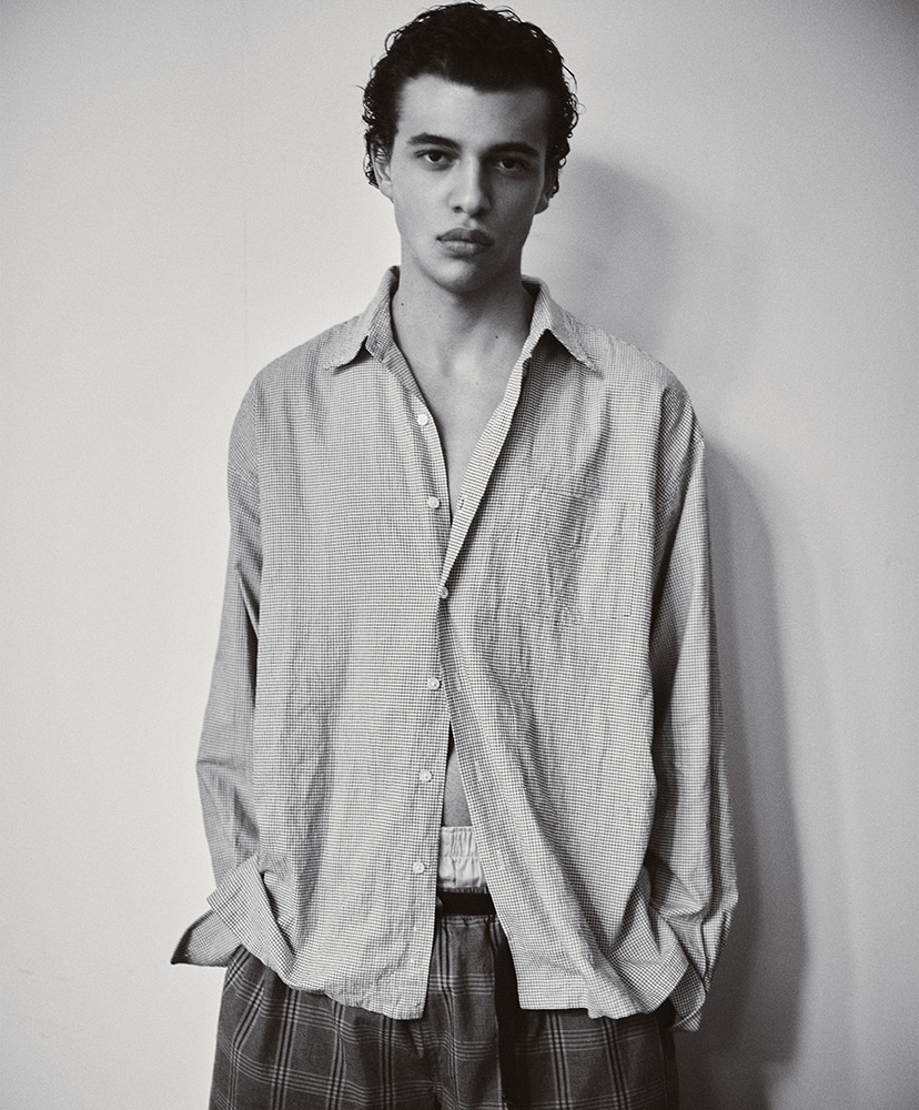 Cotton Linen Plaid Shorts Khaki×Navy/カーキ×ネイビー L(MEN)