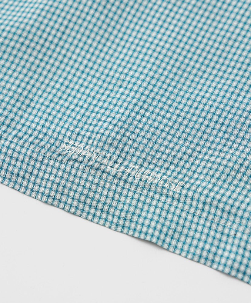 Double Gauze Plaid Open Collar Shirt Blue×Navy/ブルー×ネイビー L(MEN)