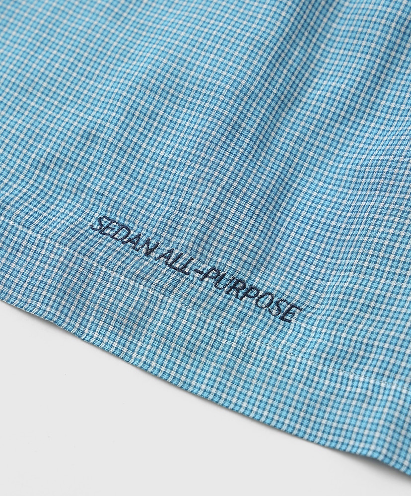 Double Gauze Plaid Open Collar Shirt Off×Blue/オフ×ブルー L(MEN)