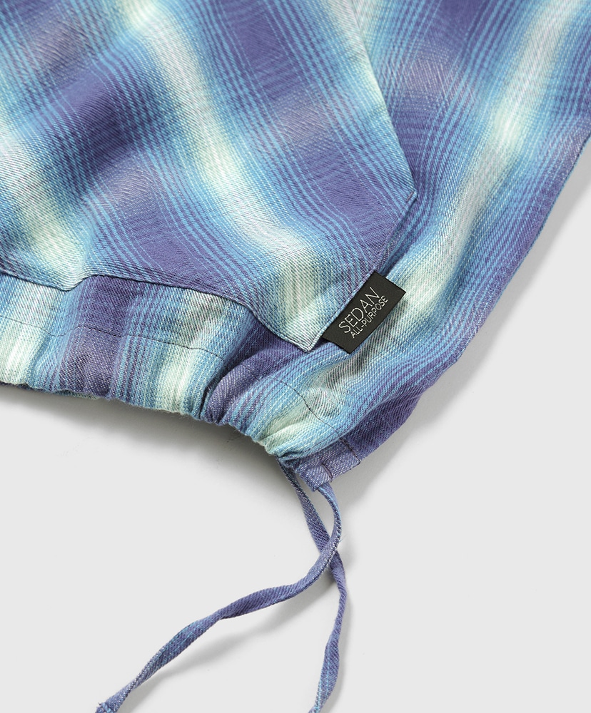 Ombre Plaid Hooded Shirt Navy Plaid/ネイビープラッド L(MEN)