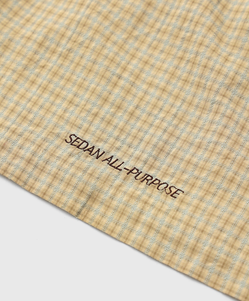 Dobby Plaid Open Collar S/S Shirt Khaki×Grey/カーキ×グレー L(MEN)