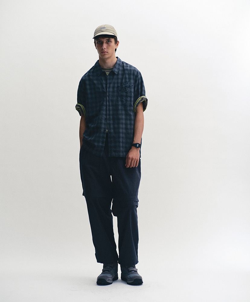 Cotton Silk S/S Shirt Navy/ネイビー L(MEN)