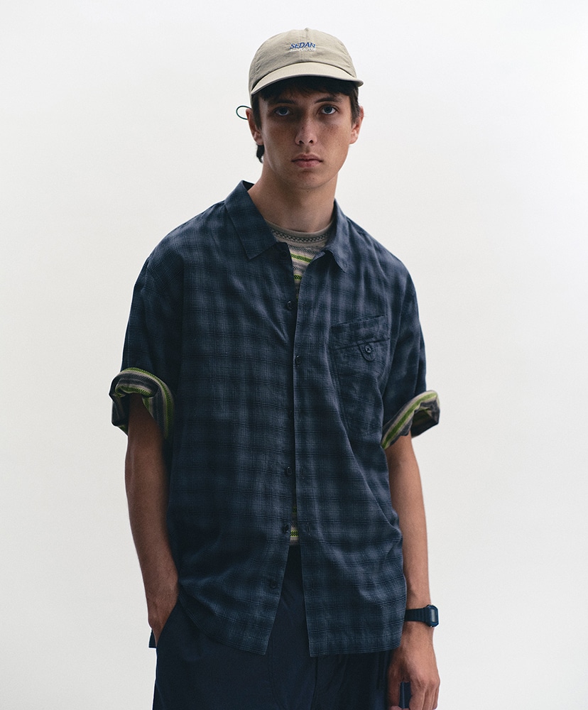 Cotton Silk S/S Shirt Navy/ネイビー L(MEN)