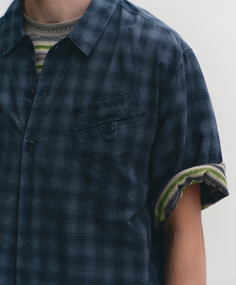 Cotton Silk S/S Shirt Navy/ネイビー L(MEN)