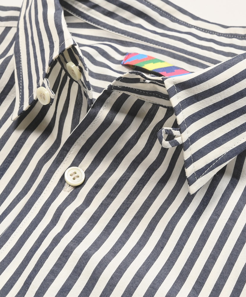 Tab Color Vent Long-Sleeve Shirt Navy Stripe/ネイビーストライプ L(MEN)