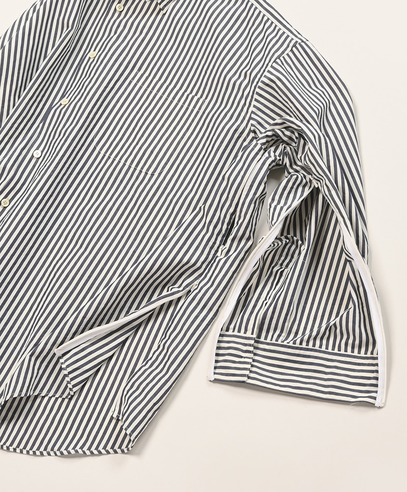 Tab Color Vent Long-Sleeve Shirt Navy Stripe/ネイビーストライプ L(MEN)