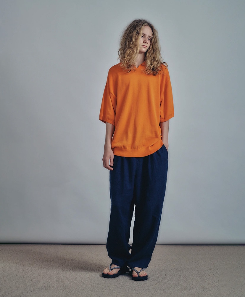Knitted Polo Shirt Orange/オレンジ L(MEN)