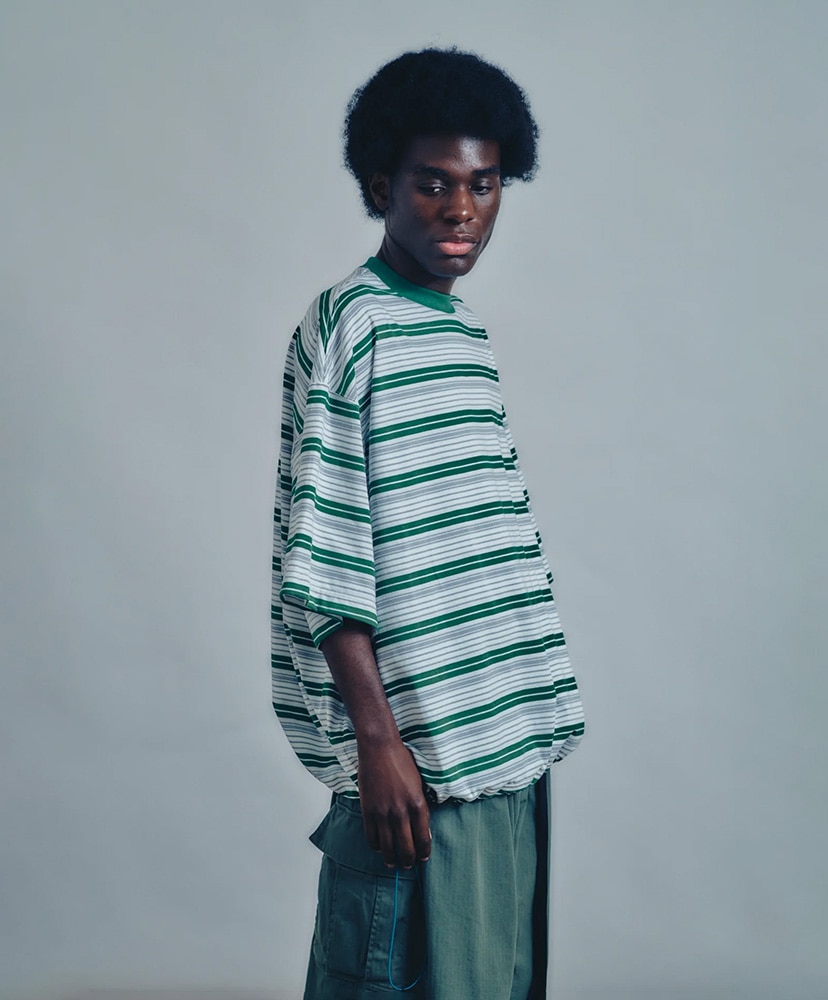 Border Balloon T-Shirt White×Green/ホワイト×グリーン L(MEN)