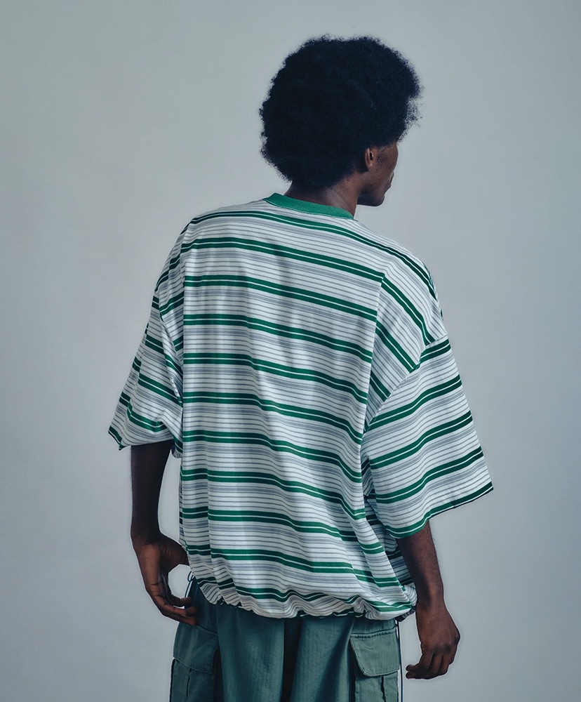 Border Balloon T-Shirt White×Green/ホワイト×グリーン L(MEN)