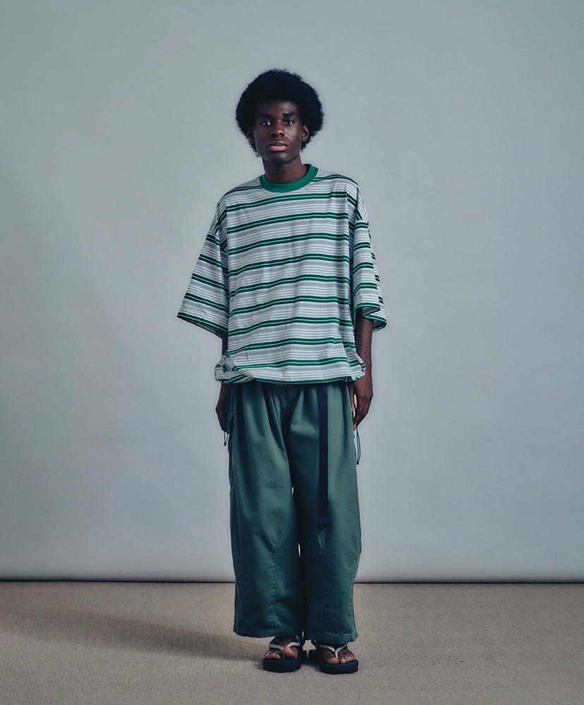 Border Balloon T-Shirt White×Green/ホワイト×グリーン L(MEN)