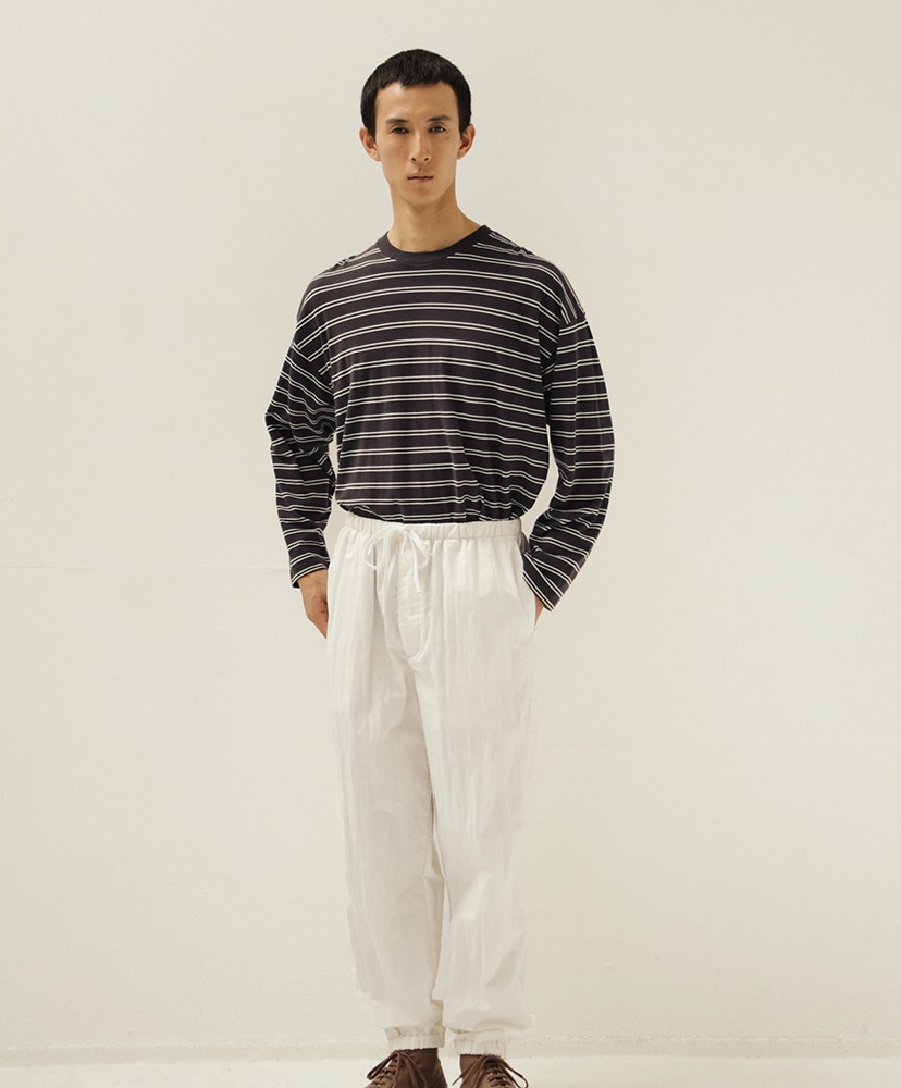 Hard Twisted Stripe Jersey L/S Tee Brown Wide Stripe/ブラウンワイドストライプ 3(MEN)