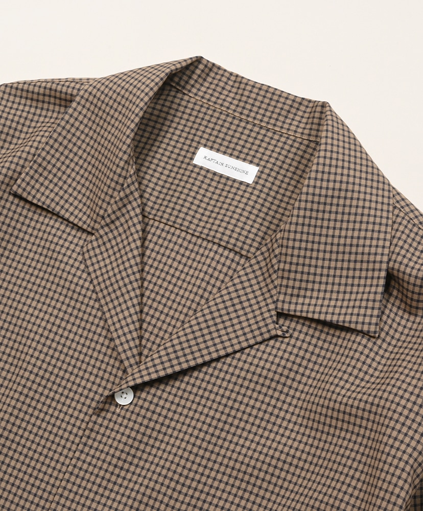 Summer Wool Open Collar Shirt Khaki Plaid/カーキプラッド 2(MEN)
