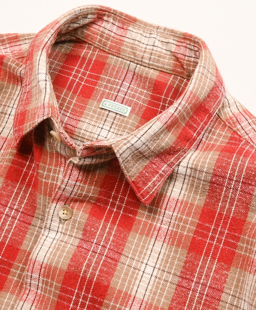 Vintage Cotton Silk Nep Twill Check Shirt Red/レッド 1(MEN)