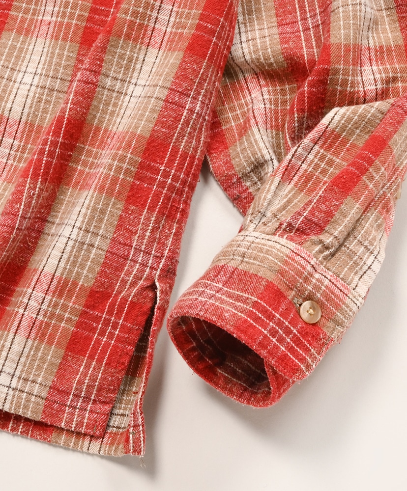 Vintage Cotton Silk Nep Twill Check Shirt Red/レッド 1(MEN)
