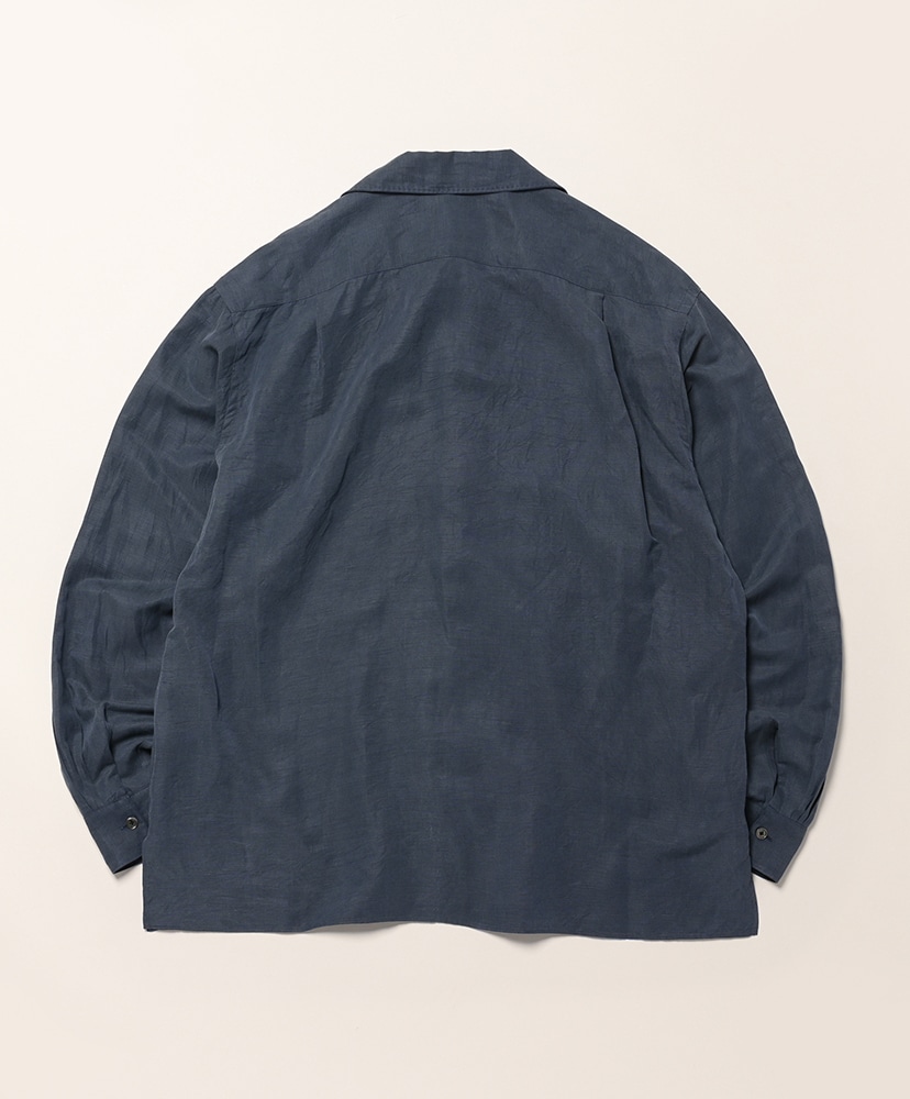 Vintage Silk Linen Open Collar Shirt Navy/ネイビー 2(MEN)