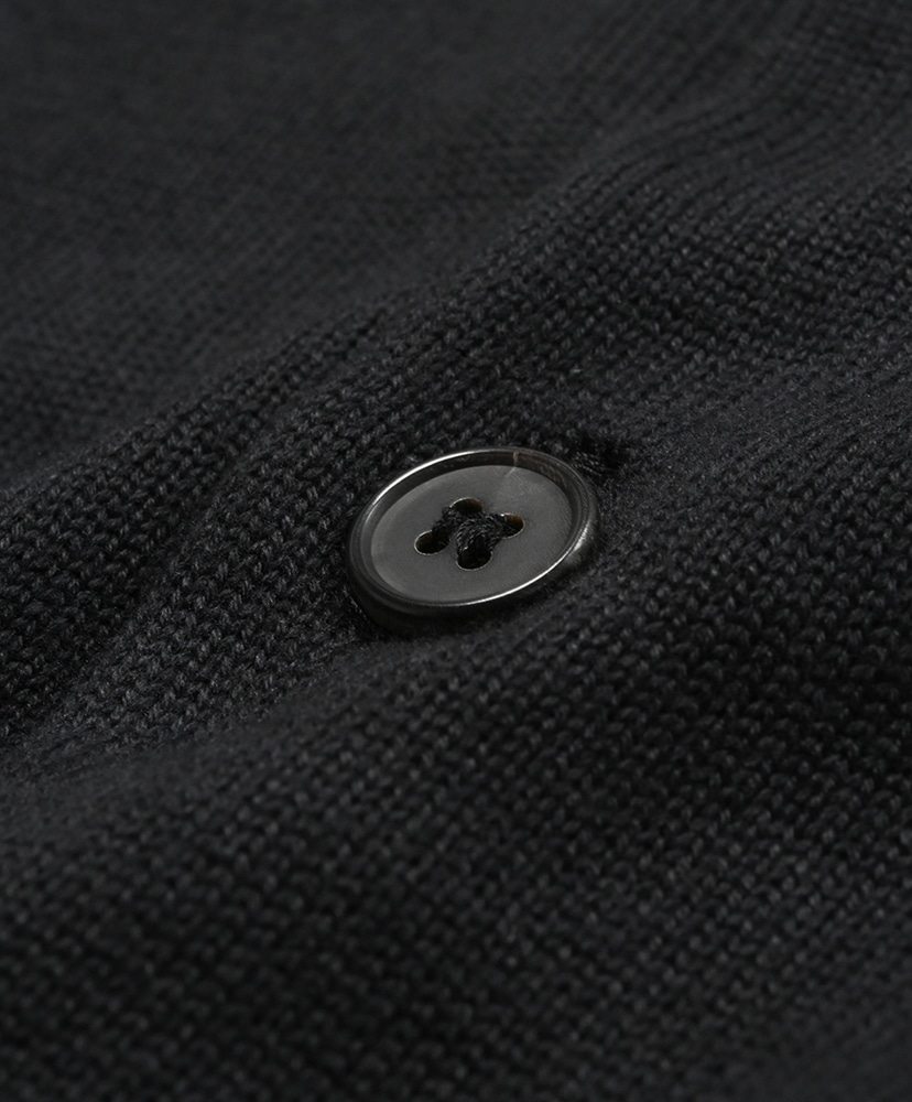 Cotton Knit Polo Collar Cardigan Black/ブラック 2(MEN)