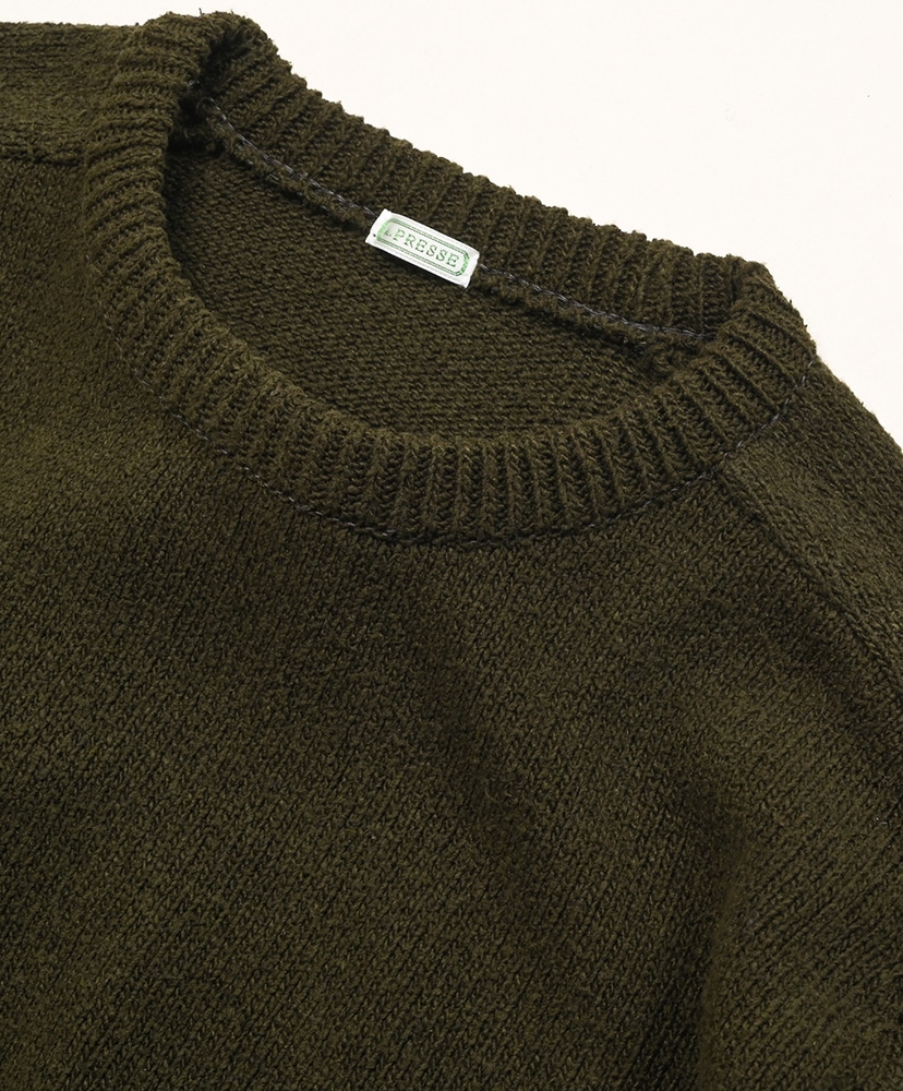 Washed Silk Nep Crew Neck Sweater Olive/オリーブ 2(MEN)