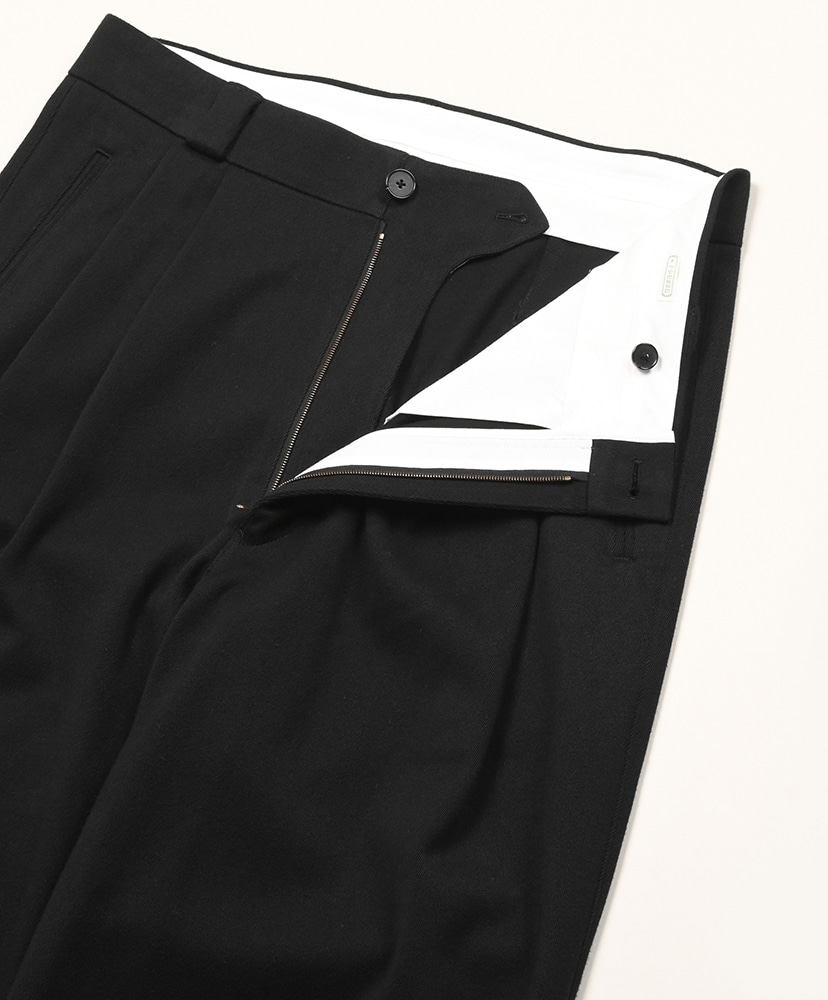Cotton Silk Twill Wide Trousers Black/ブラック 1(MEN)