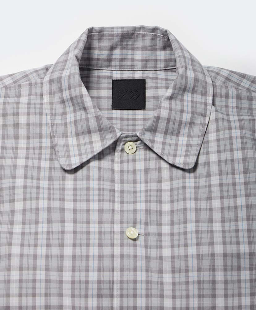 Tech Sports Open Collar Shirt L/S Gren Plaid Lt.Gray/ライトグレー L(MEN)