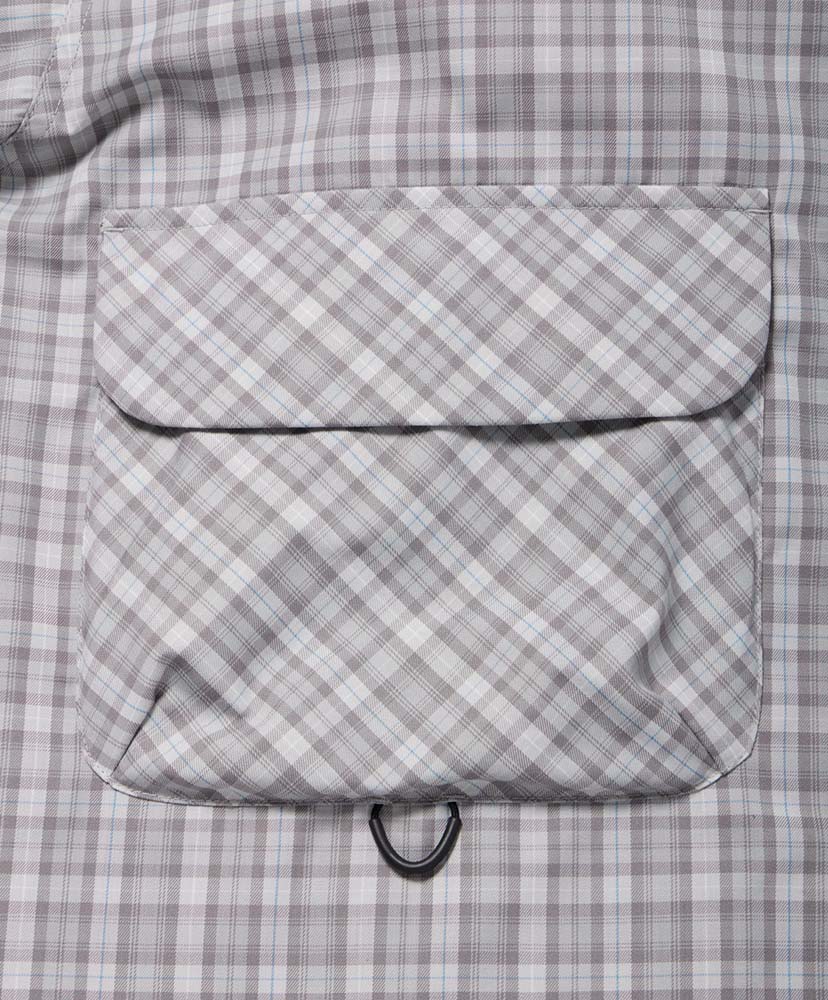 Tech Sports Open Collar Shirt L/S Gren Plaid Lt.Gray/ライトグレー L(MEN)