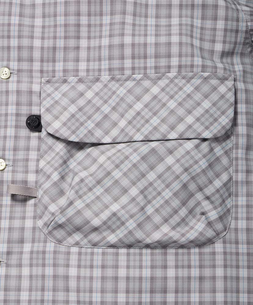 Tech Sports Open Collar Shirt L/S Gren Plaid Lt.Gray/ライトグレー L(MEN)