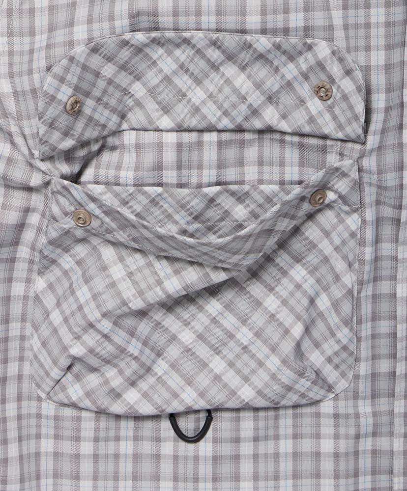 Tech Sports Open Collar Shirt L/S Gren Plaid Lt.Gray/ライトグレー L(MEN)