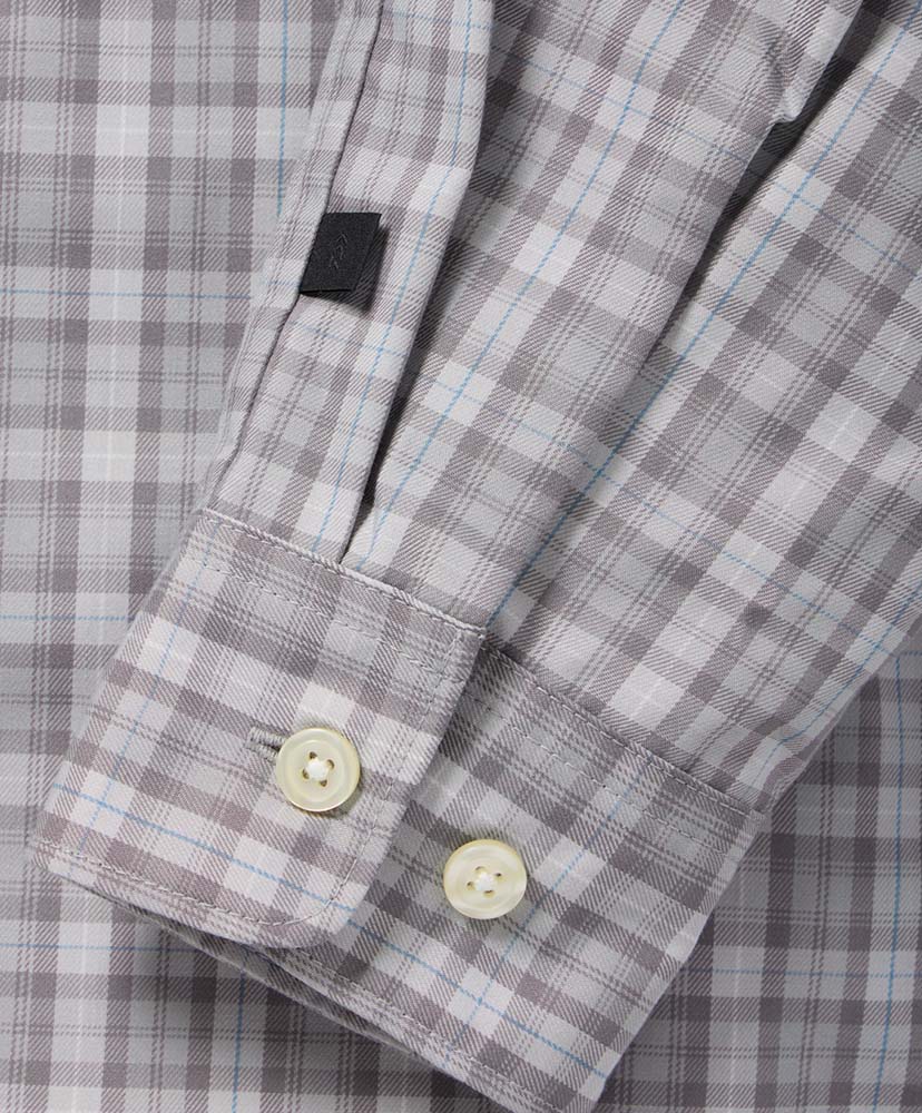 Tech Sports Open Collar Shirt L/S Gren Plaid Lt.Gray/ライトグレー L(MEN)