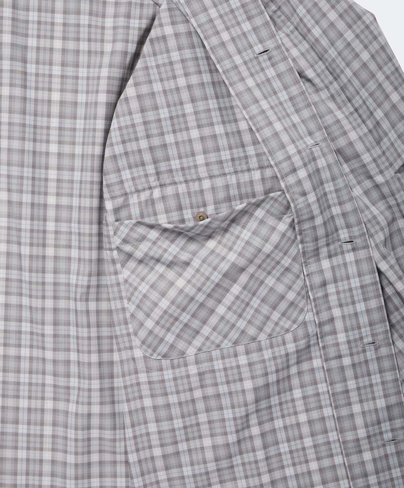 Tech Sports Open Collar Shirt L/S Gren Plaid Lt.Gray/ライトグレー L(MEN)