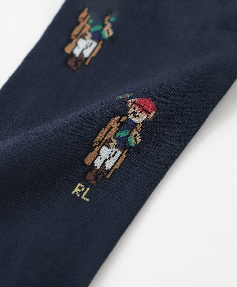 ALL OVERシーズンベア ポロベア 25cm丈 クルー丈 ソックス ダークネイビー 25-27cm