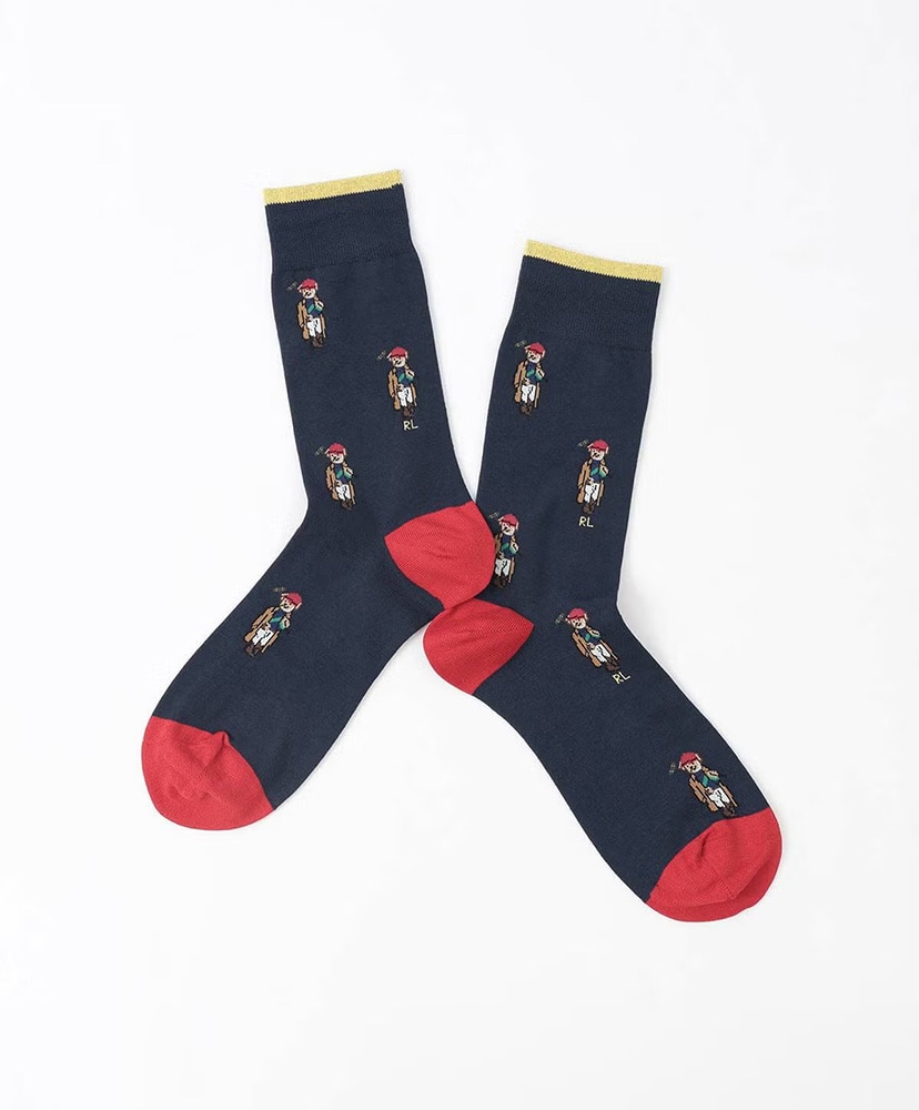 ALL OVERシーズンベア ポロベア 25cm丈 クルー丈 ソックス ダークネイビー 25-27cm