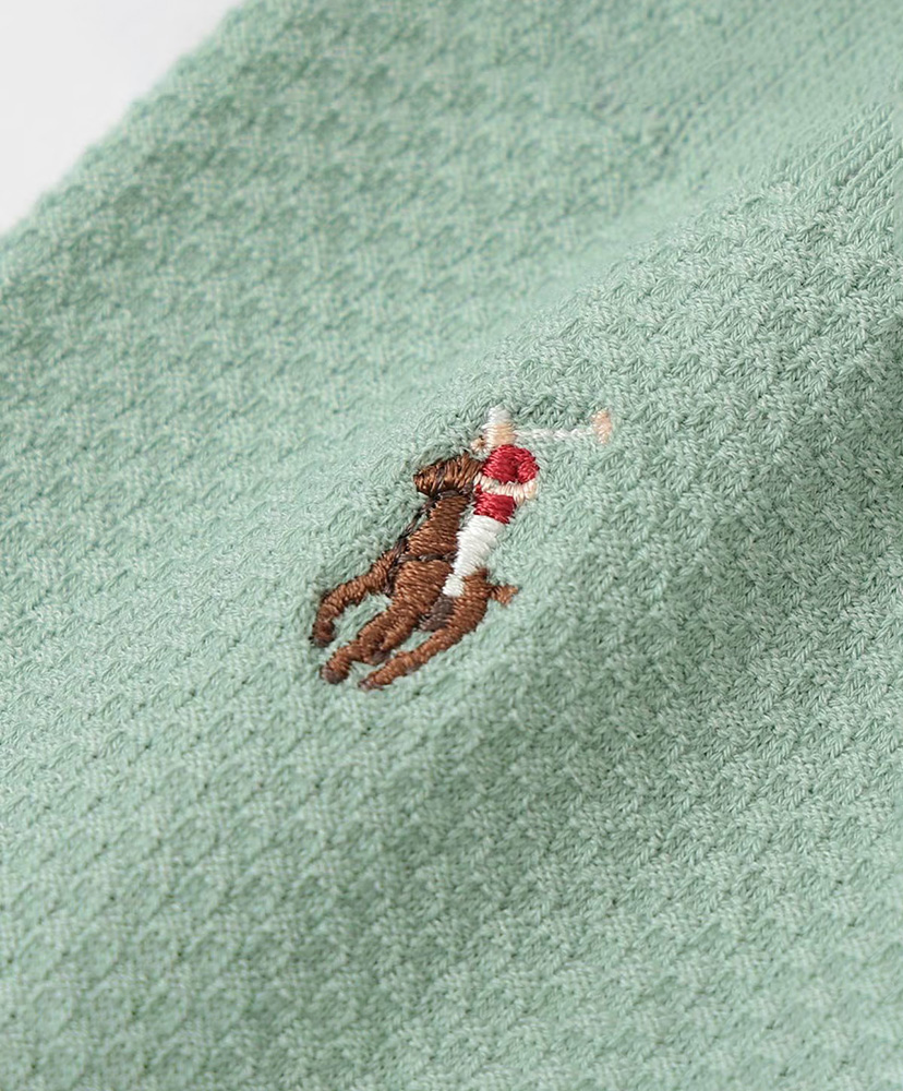 涼感 鹿の子編み オーガニックコットン混 マルチPP 20cm ミドル丈 ソックス ミントグリーン 25-27cm