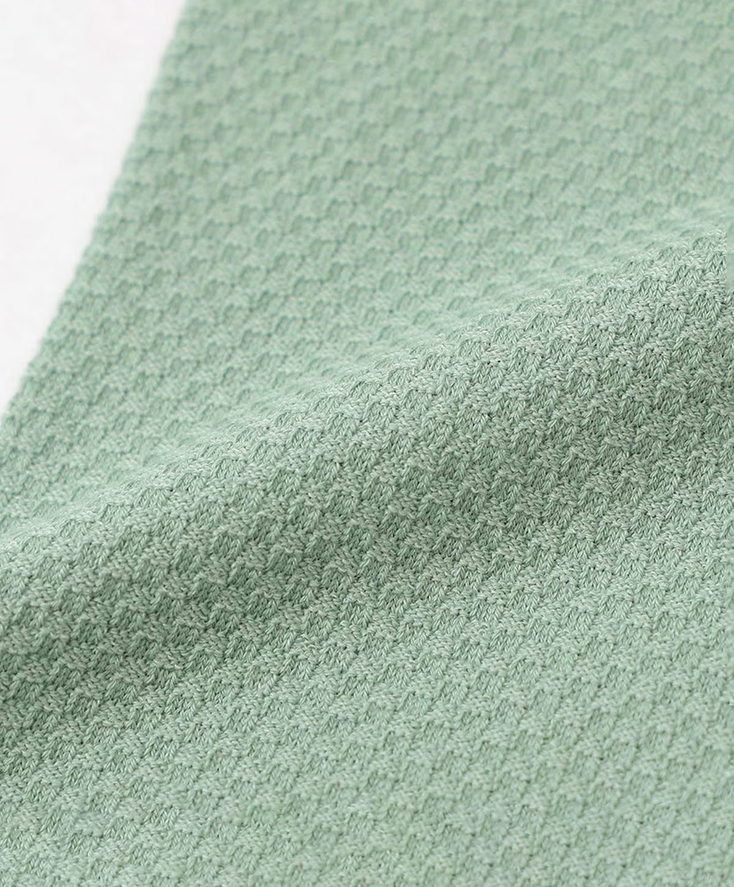 涼感 鹿の子編み オーガニックコットン混 マルチPP 20cm ミドル丈 ソックス ミントグリーン 25-27cm