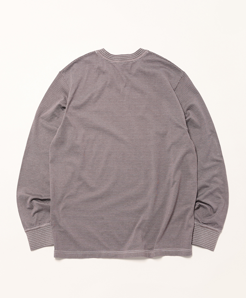 Garment Dyed Border T-Shirt (Long Sleeve Crew) Gray×White/グレー×ホワイト 1(MEN)