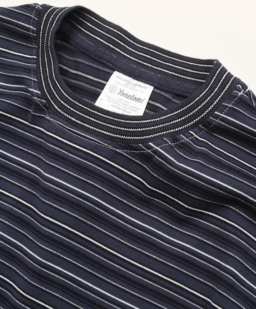 Garment Dyed Random Border T-Shirt Black Navy×White/ブラックネイビー×ホワイト 1