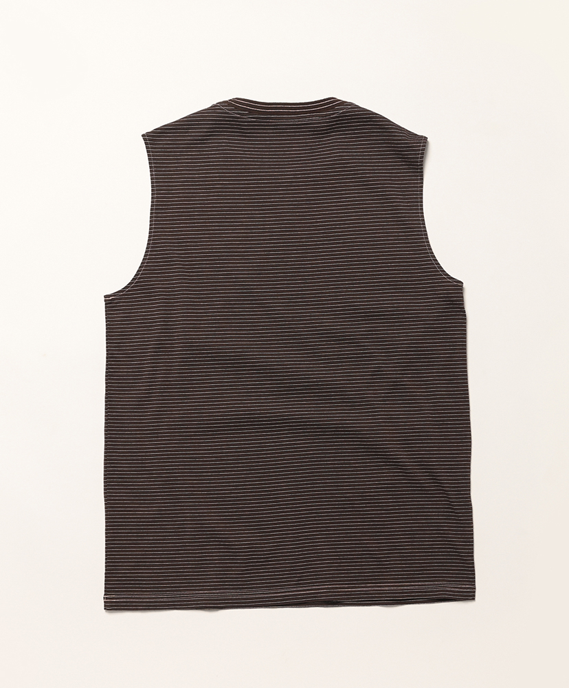 LOFTMAN別注 Garment Dyed Border No Sleeve Brown×Prace/ブラウン×ピーチ 1(MEN)