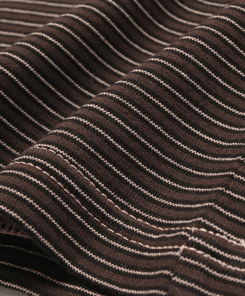 LOFTMAN別注 Garment Dyed Border T-Shirt Brown×Prace/ブラウン×ピーチ 1(MEN)