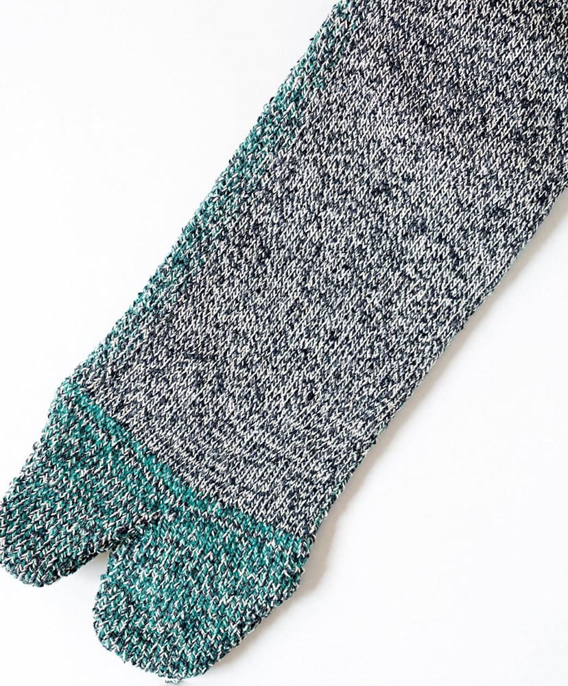 Cotton Silk Socks Navy×Green/ネイビー×グリーン 23cm-27cm