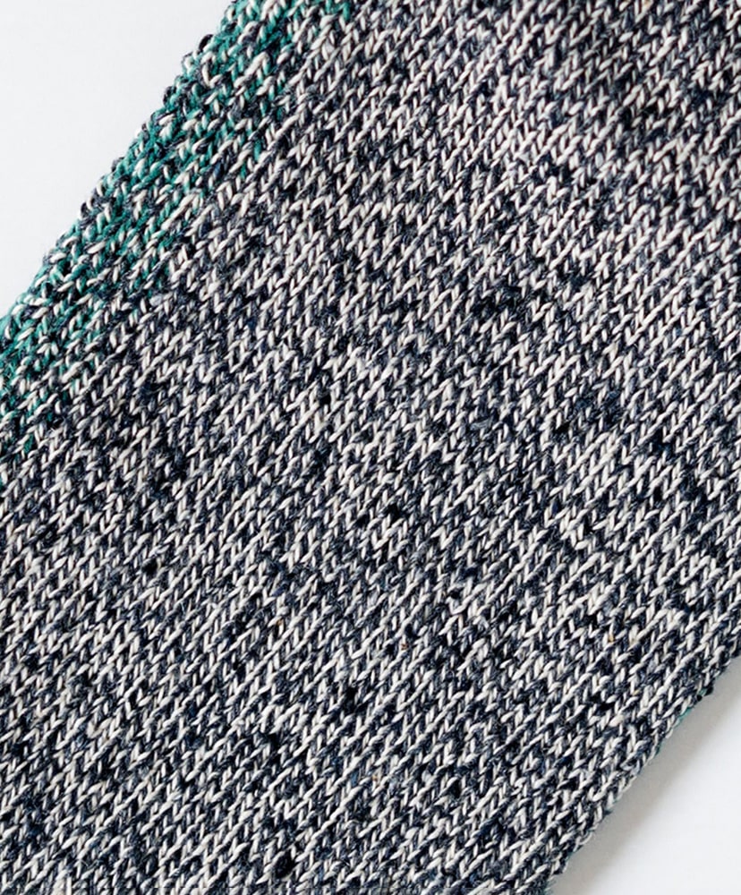 Cotton Silk Socks Navy×Green/ネイビー×グリーン 23cm-27cm