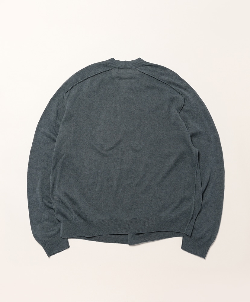 CKKT-039 Crew Neck Cardigan - Cotton Linen Silk Slate Green/スレートグリーン 44(MEN)