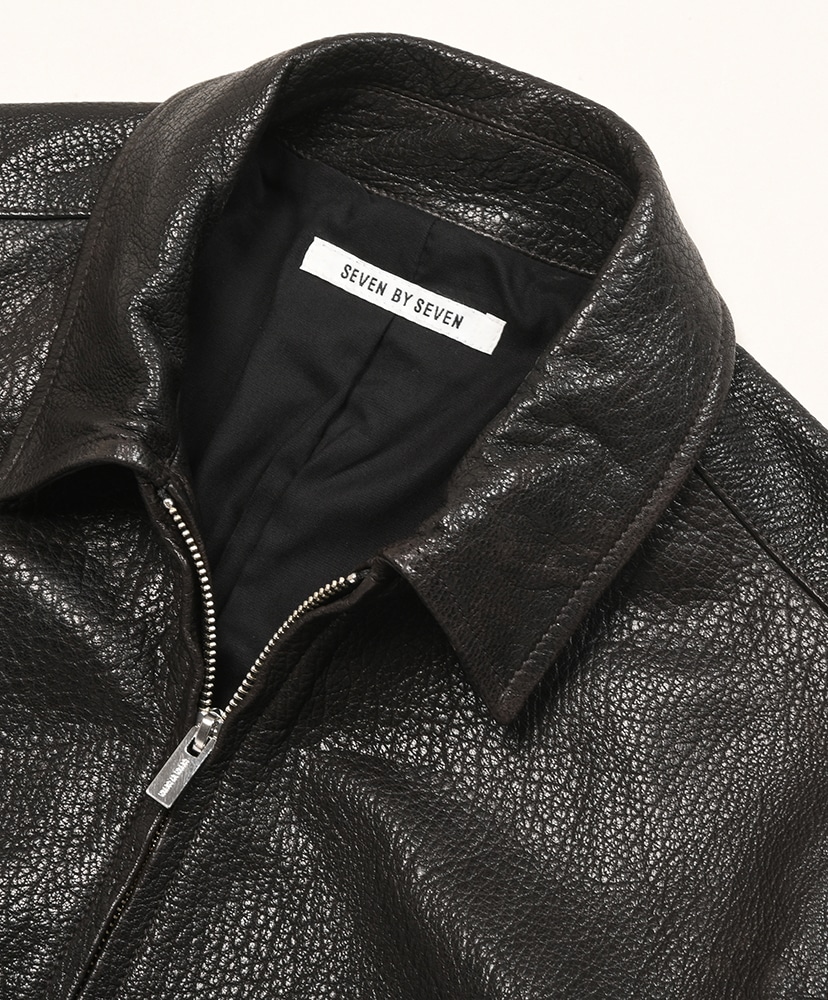 Leather Zip Up Blouson - Sheep Shrink Leather Black/ブラック L(MEN)