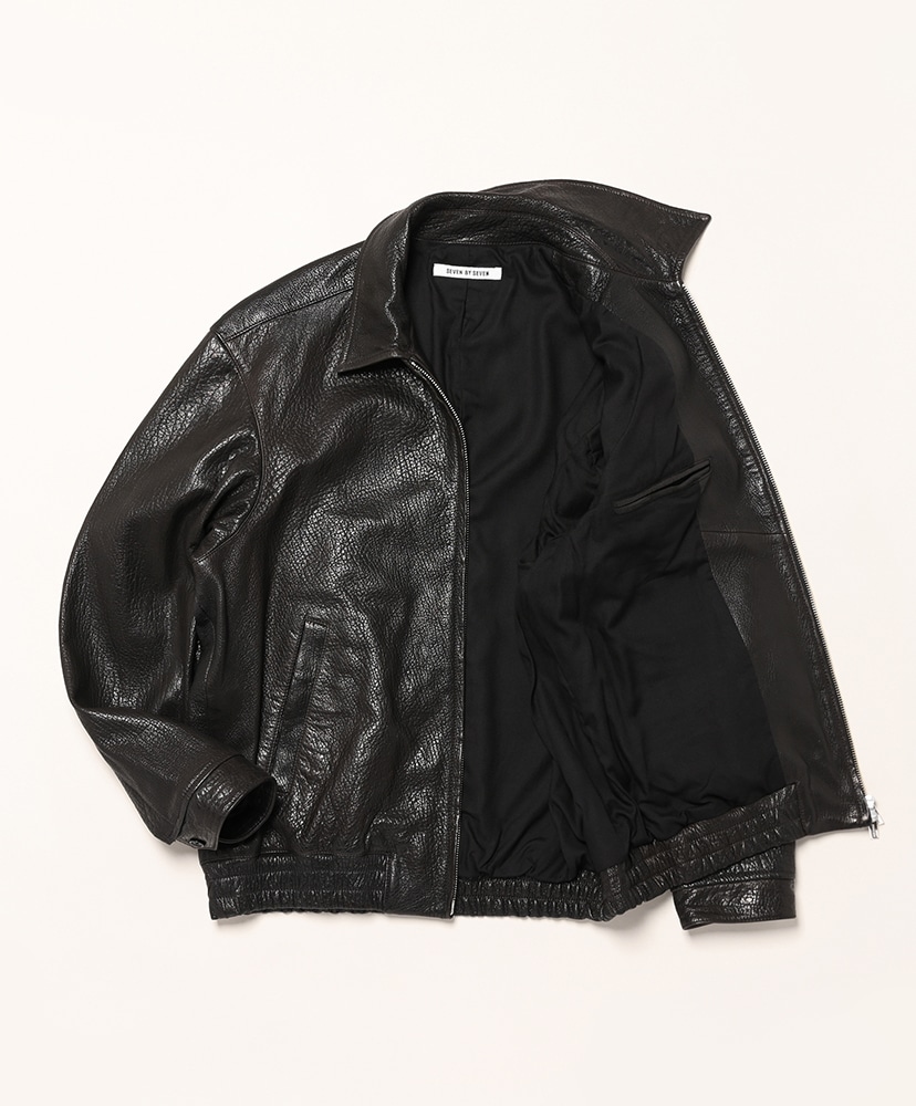 Leather Zip Up Blouson - Sheep Shrink Leather Black/ブラック L(MEN)